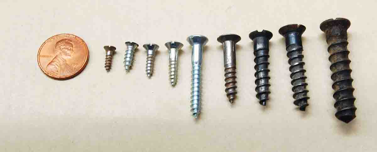These are some of the sizes of wood screws commonly found in firearms.